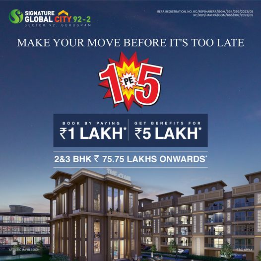 Unlock the doors to your dream home with Signature Global City 92-2, Gurgaon