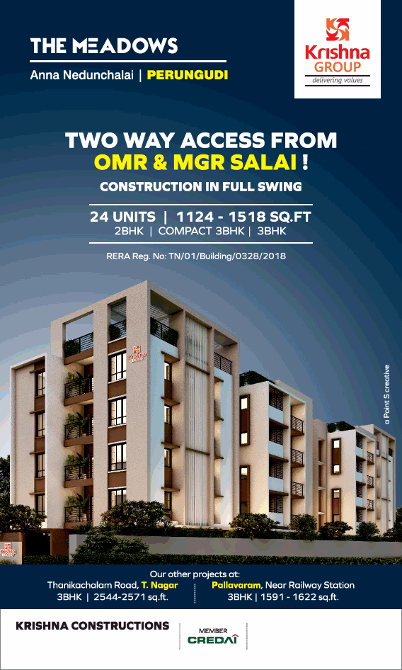 Construction in full swing at Krishna Meadows in Chennai Update