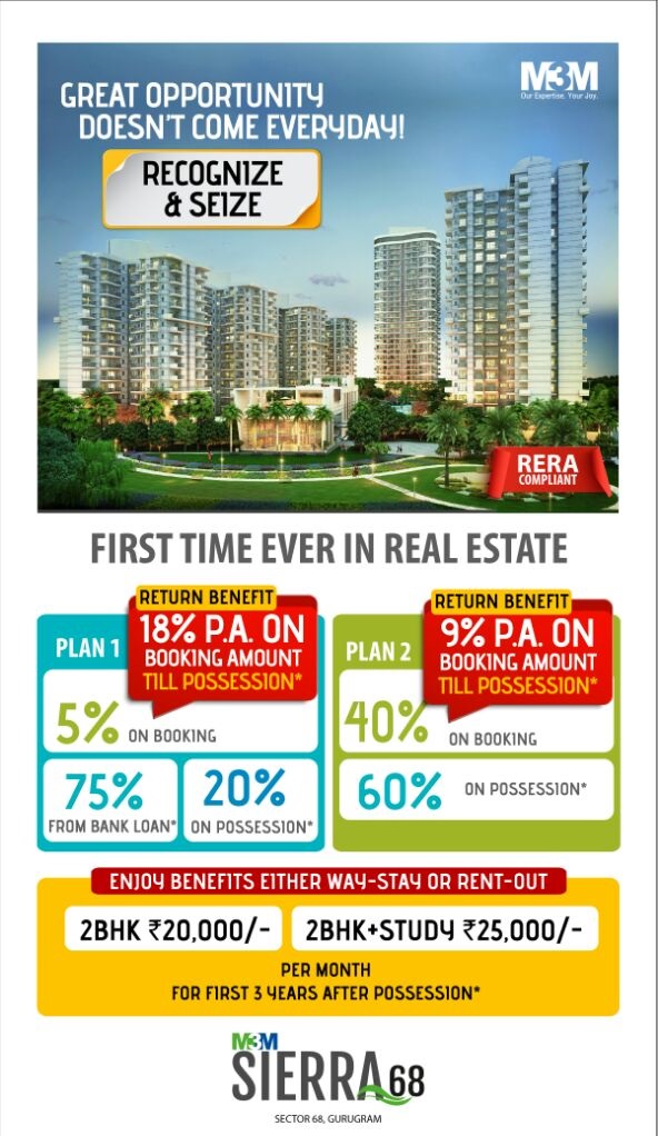 Enjoy benefits either way - Stay or Rent Out at M3M Sierra in Gurgaon