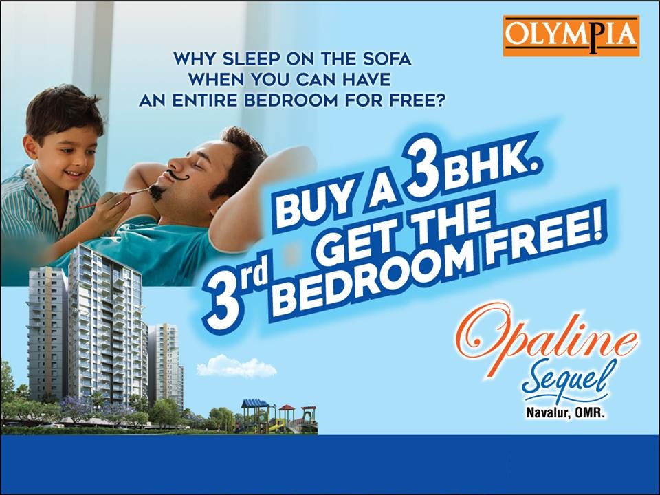 Buy a 3 BHK and get the 3rd bedroom free only at Olympia Opaline Sequel