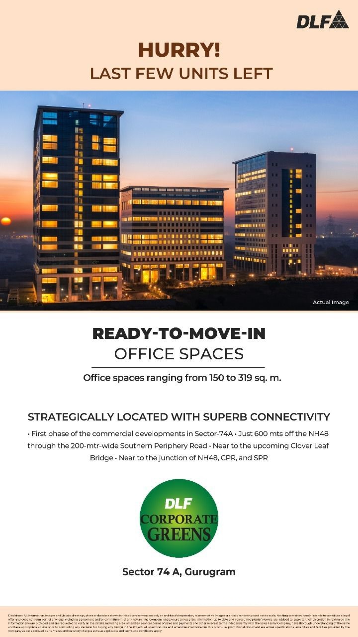 Hurry last few units left at DLF Corporate Greens in Sector 74A, Gurgaon