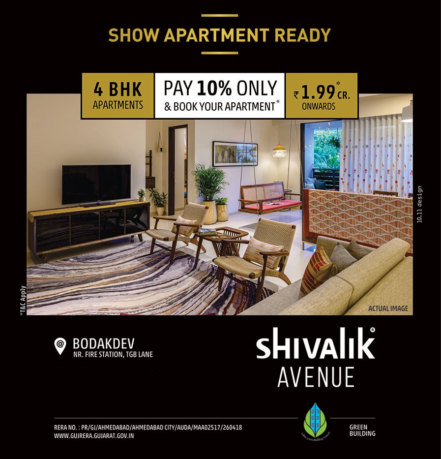 Pay 10% only & book your apartment at Shivalik Avenue in Ahmedabad