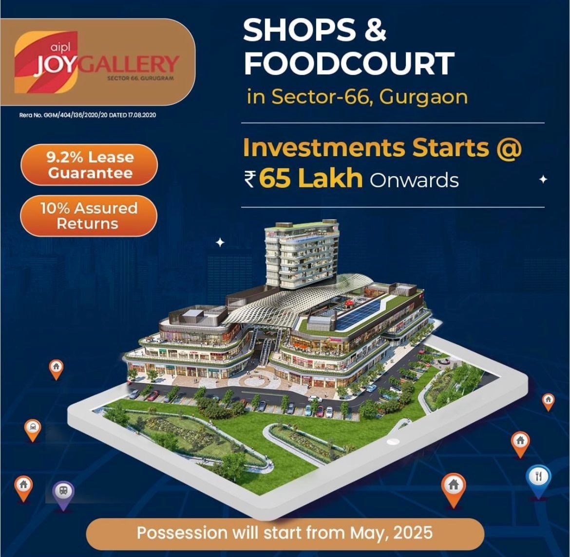Possession will start form May 2025 at AIPL Joy Gallery in Sector 66, Gurgaon