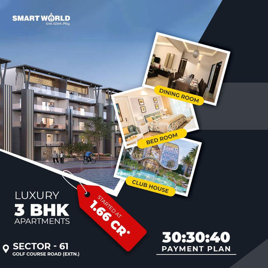Luxury 3 BHK Apartments @ Rs 1.15 Cr. at M3M in Sector 61 Golf Course Road Extn. Gurgaon