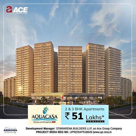 Book 2 and 3 BHK apartments price starting Rs 51 Lac at Ace Aquacasa, Greater Noida