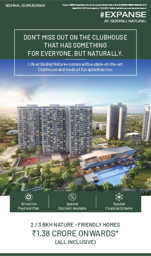 Book 2 & 3 BHK nature friendly home at Godrej Nature Plus in Sector 33 Sohna, Gurgaon