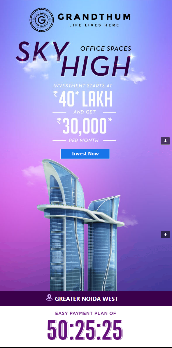 Investment starting Rs 40 Lac and get Rs 30000 per month at Bhutani Grandthum, Greater Noida Update