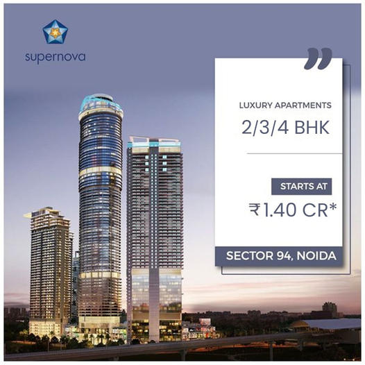 Presenting 2, 3 and 4 BHK luxury apartments Rs 1.40 Cr at Supertech Supernova, Noida