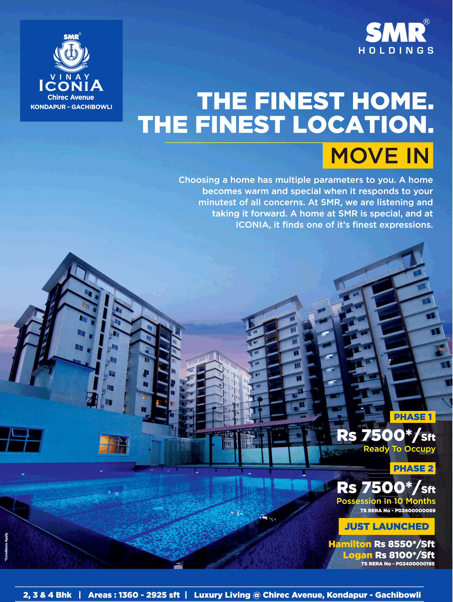 The finest home at the finest location SMR Vinay Iconia, Hyderabad Update