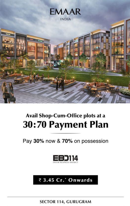 Pay 30% now & 70% on possession at Emaar EBD 114, Gurgaon