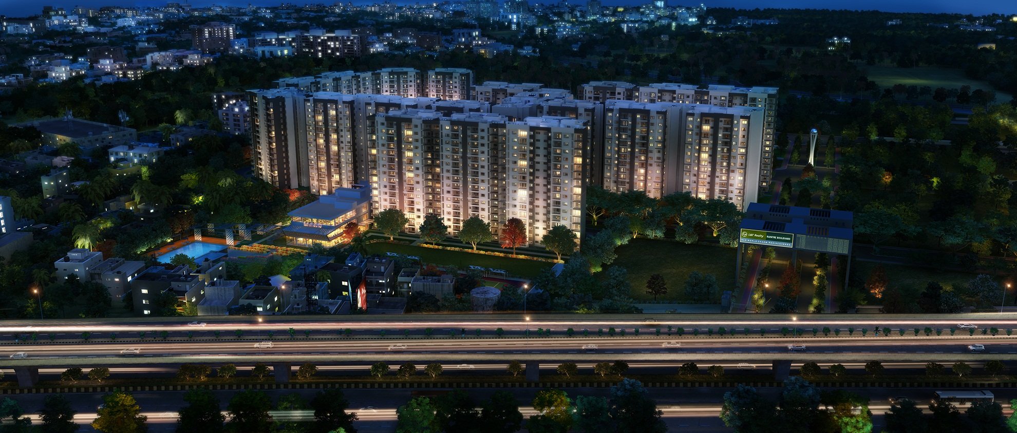 L&T Raintree Boulevard offers all modern features and external landscape area
