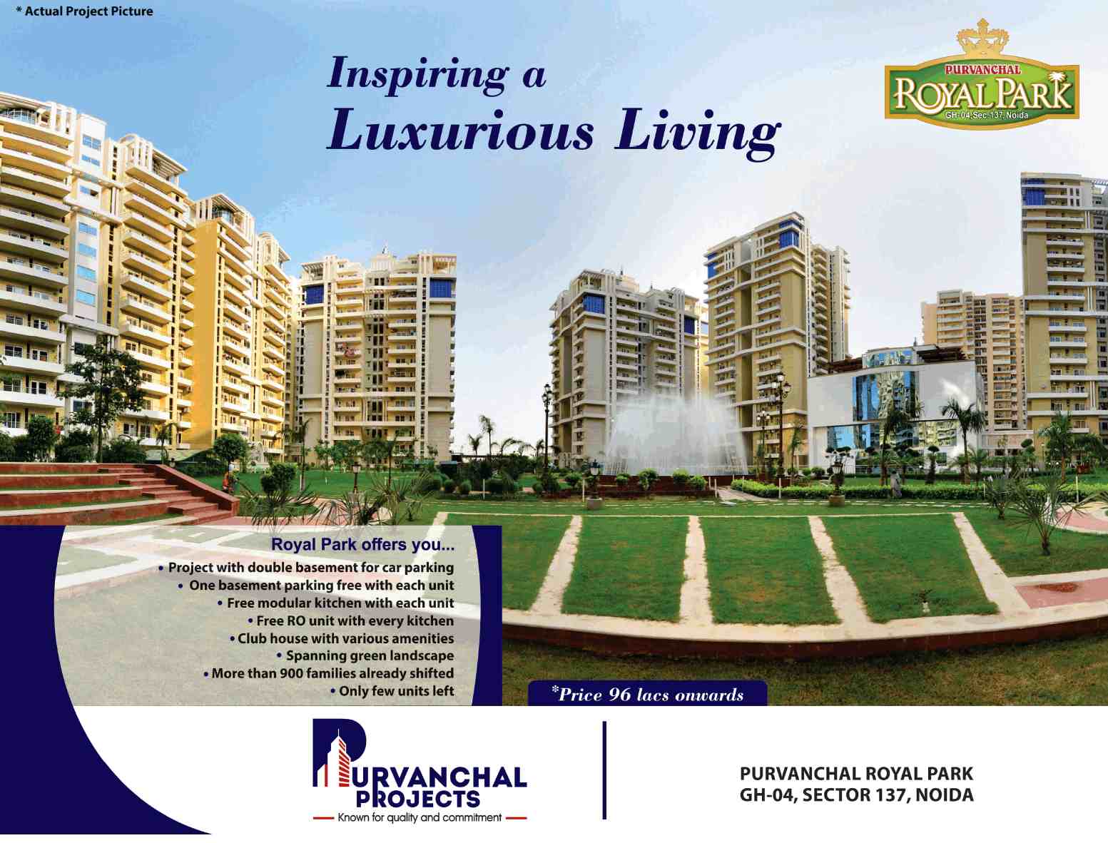 Purvanchal Royal Park is inspiring a luxurious living in Noida