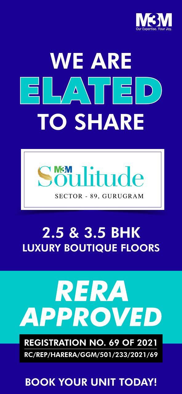 RERA Approved at M3M Soulitude in Sector 89, Gurgaon