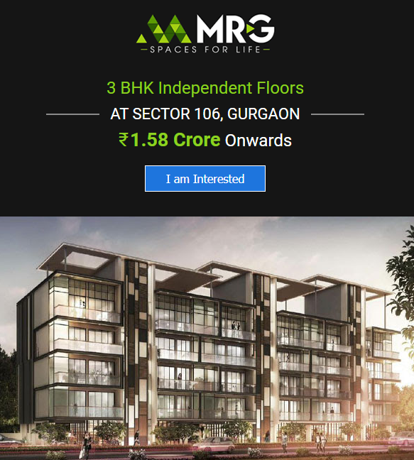 New launch independent floors at MRG Crown in Sector-106, Dwarka Expressway, Gurgaon