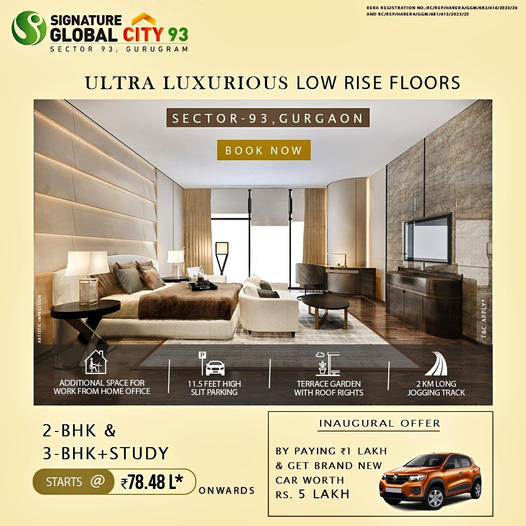 Signature Global presents a spectacular residential project that comes with ultra-lavish amenities at Signature Global City 93, Gurgaon Update