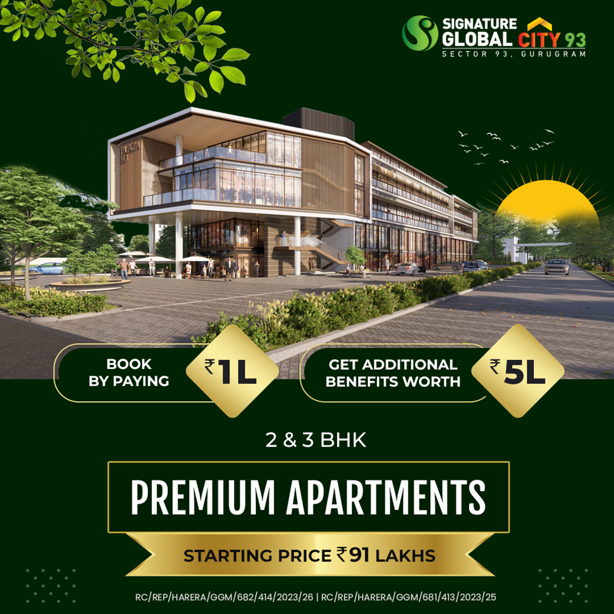 Air conditioned premium floors with modular Kitchen and work from office with waiting lobby at Signature Global City 93, Gurgaon