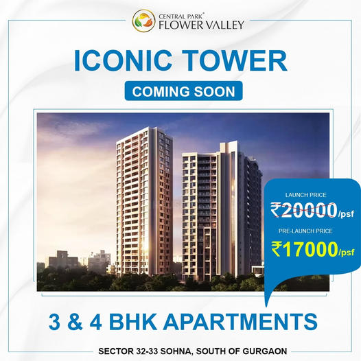 Central Park Flower valley upcoming launch- Iconic Towers, G+31 floors in South Gurgaon Update