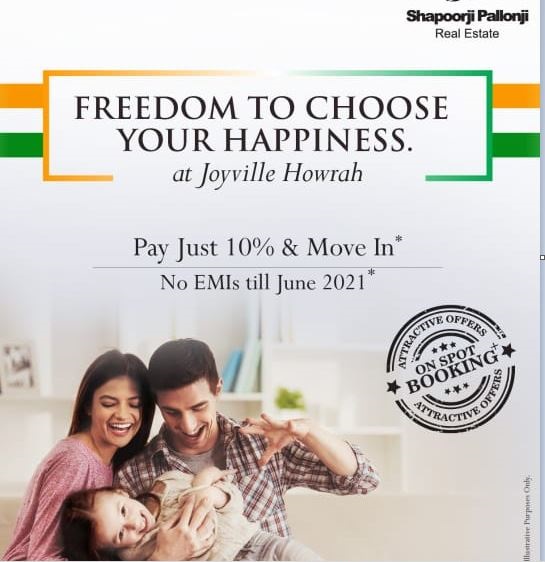 Pay just 10% and move-in, no EMI till June 2021 at Shapoorji Pallonji Joyville Howrah in Kolkata