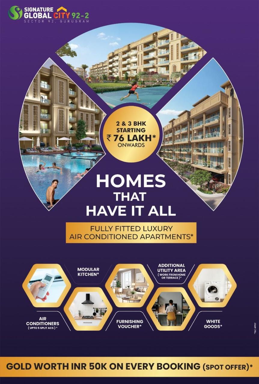 Gold worth INR 50K on every booking at Signature Global City 92 Phase 2, Gurgaon