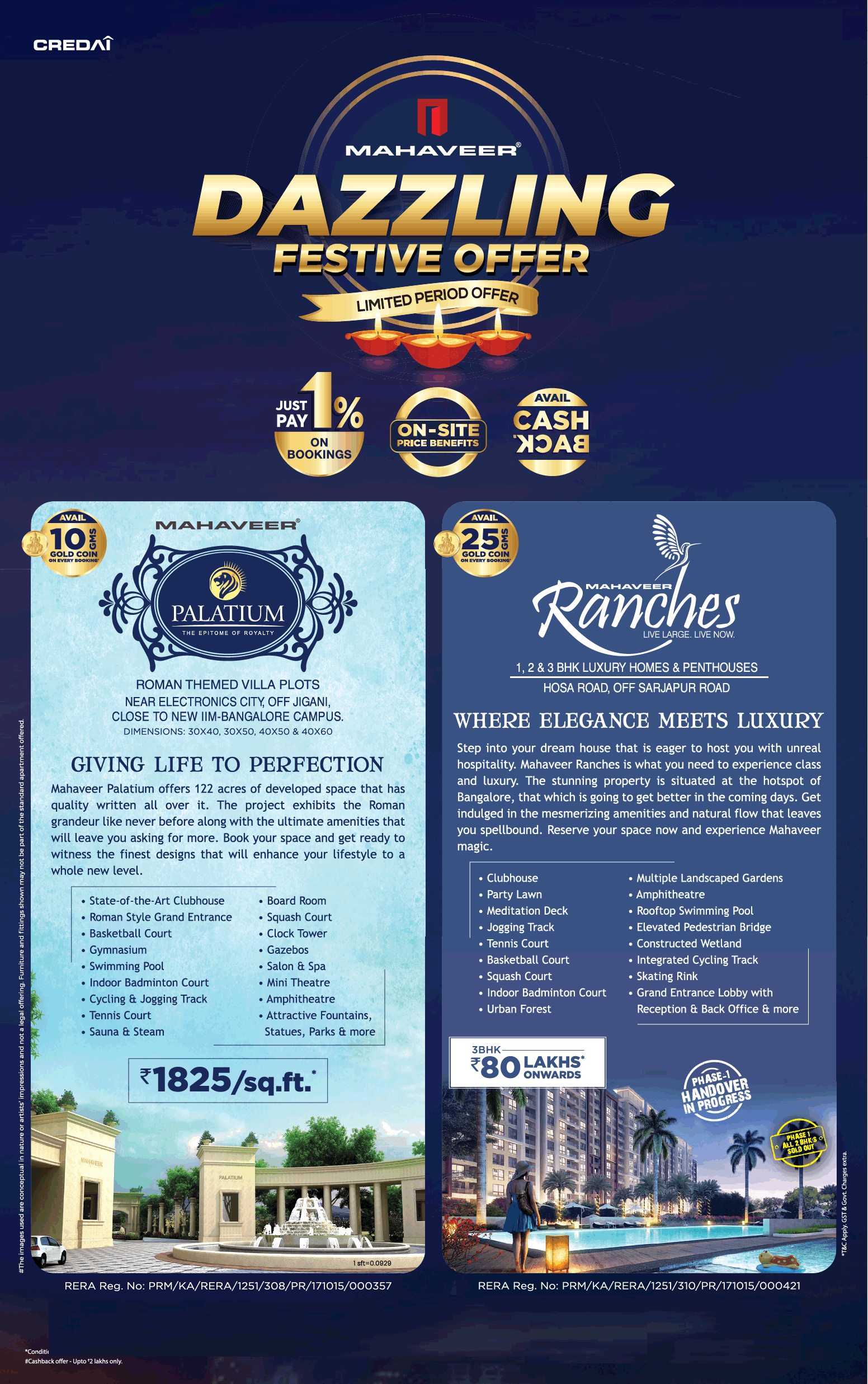 Book 3 BHK Rs 80 Lakh Onwards at Mahaveer Ranches, Bangalore