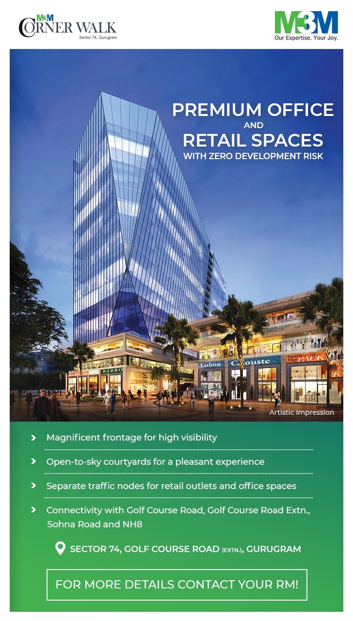Premium office and retail spaces with zero development risk at M3M Corner Walk in Gurgaon