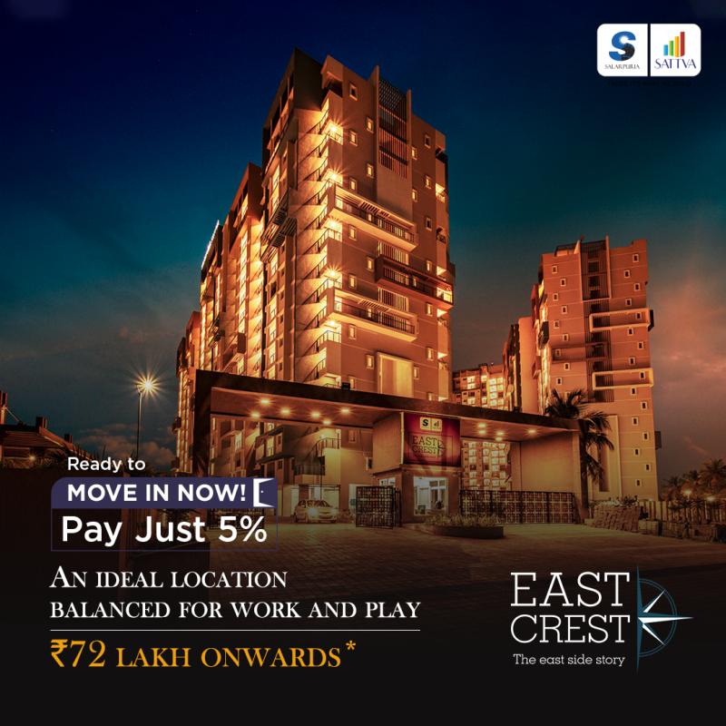 Ready to move in now pay just 5% at Salarpuria Sattva East Crest, Bangalore