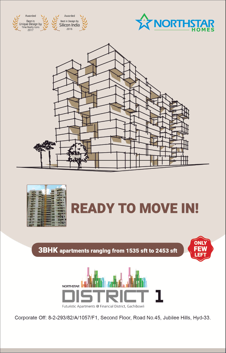 Ready to move in 3 BHK apartments at Northstar District 1, Hyderabad Update