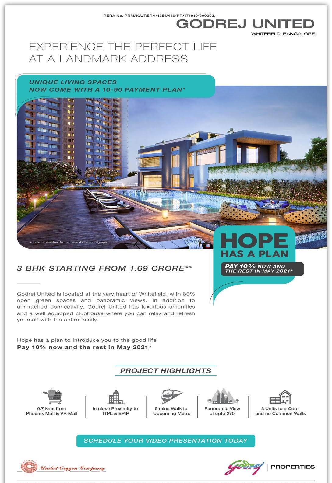 Pay 10% now and the rest in May 2021 at Godrej United in Bangalore Update