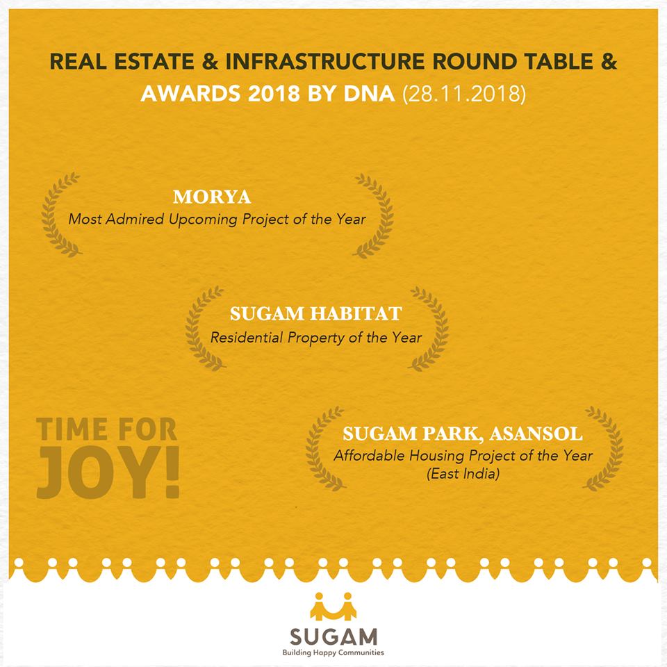 A Hat-Trick for Sugam Homes at the DNA Real Estate & Infrastructure Round Table & Awards 2018