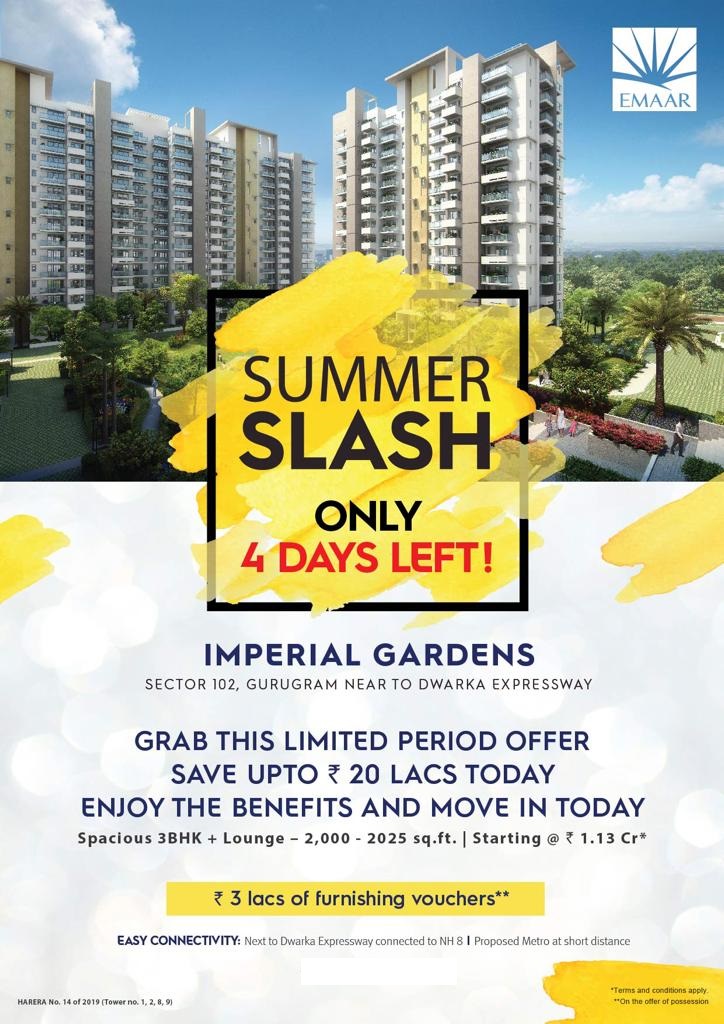 Grab this limited offer save upto Rs. 20 lakhs & move in today at Emaar MGF Imperial Gardens in Gurgaon