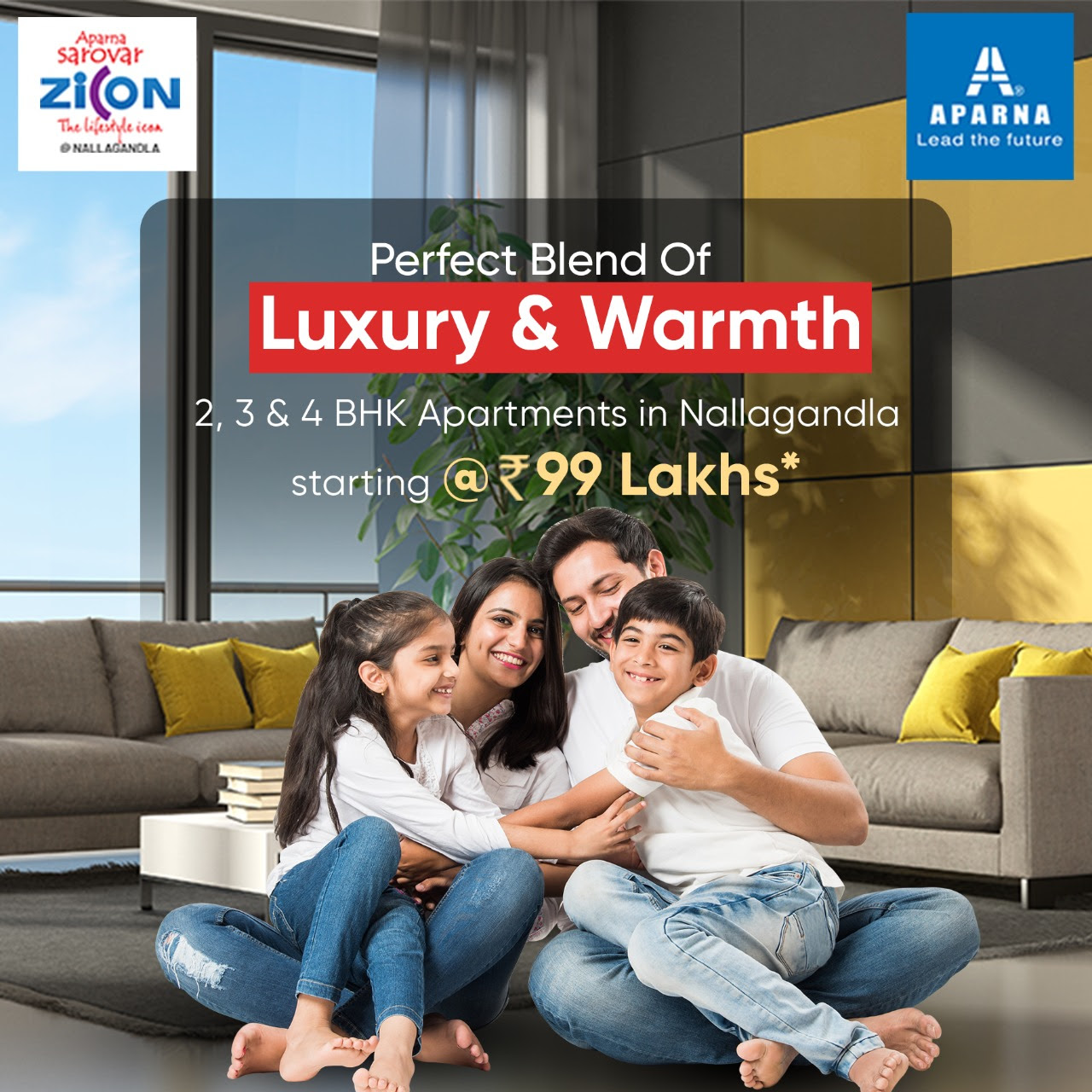 Book 2, 3 and 4 BHK apartments Rs 99 Lac at Aparna Sarovar Zicon, Hyderabad Update