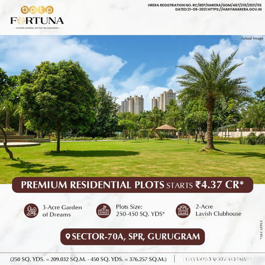 Limited edition luxury plots at BPTP Fortuna, Sec 70A, Gurgaon