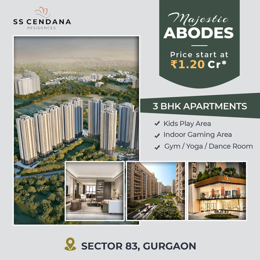Book 3 BHK Apartments Rs 1.20 Cr at SS Cendana Residence in Sector 83, Gurgaon