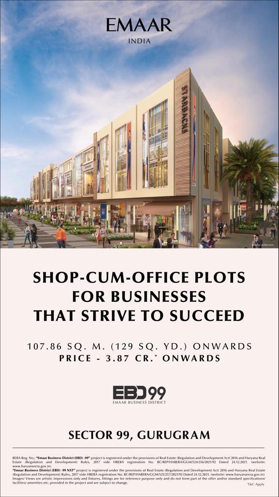 Shop-Cum-Office plots for businesses that strive to succeed at Emaar EBD 99, Gurgaon