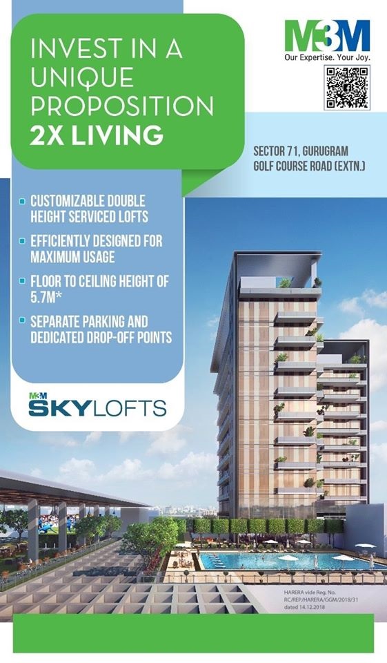 Invest in a unique proposition 2X living at M3M Sky Lofts, Gurgaon