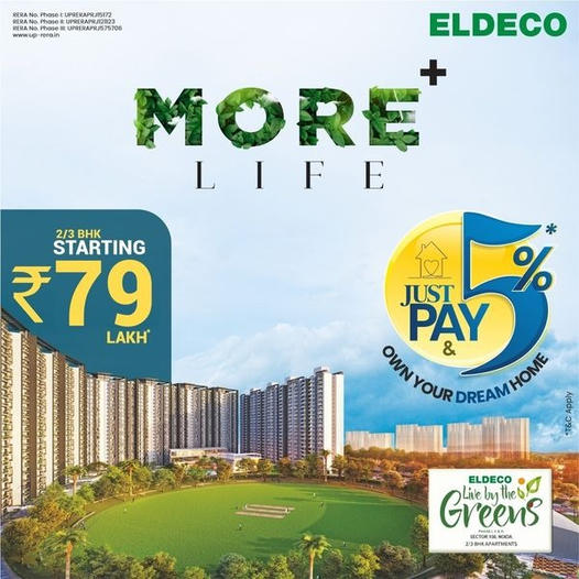 Presenting 2 and 3 BHK apartments price starting Rs 79 Lac at Eldeco Live By The Greens in Noida