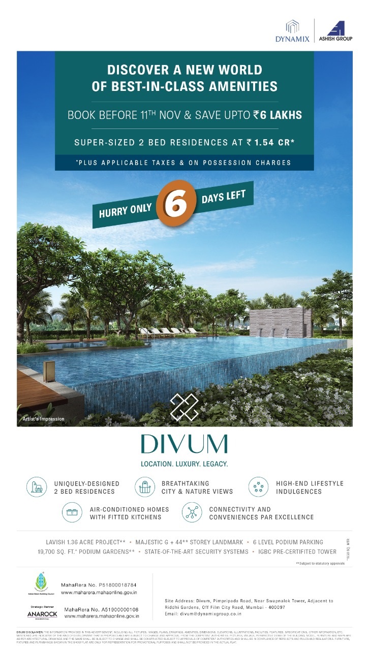 Super-sized 2 bed residences Rs 1.54 Cr at Dynamix Divum, Mumbai Update