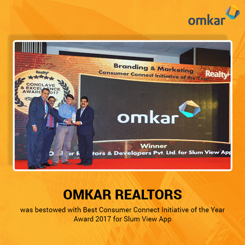 Omkar Realtors bagged Best Consumer Connect Initiative for Slum View App at the 9th Realty Plus Excellence Awards (WEST) 2017