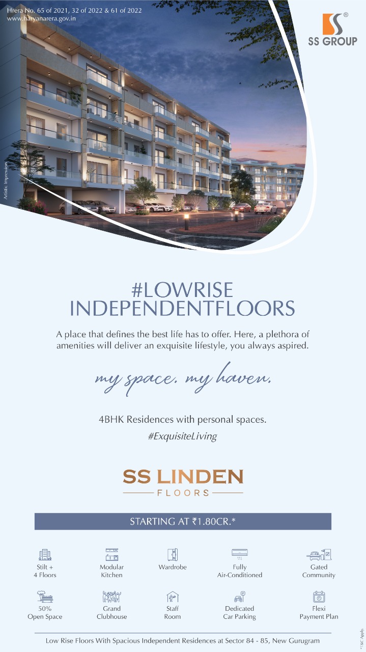 Low rise floors independent floor at SS Linden Floors, Gurgaon