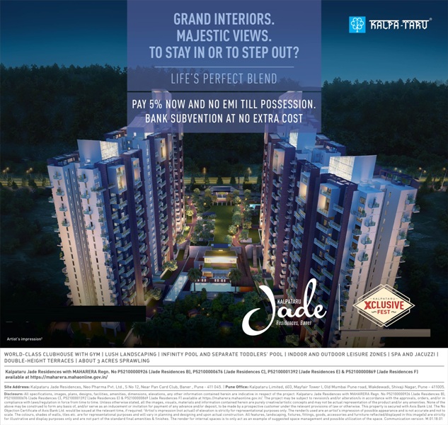 Reside in homes with grand interiors & majestic views at Kalpataru Jade Residences in Pune Update
