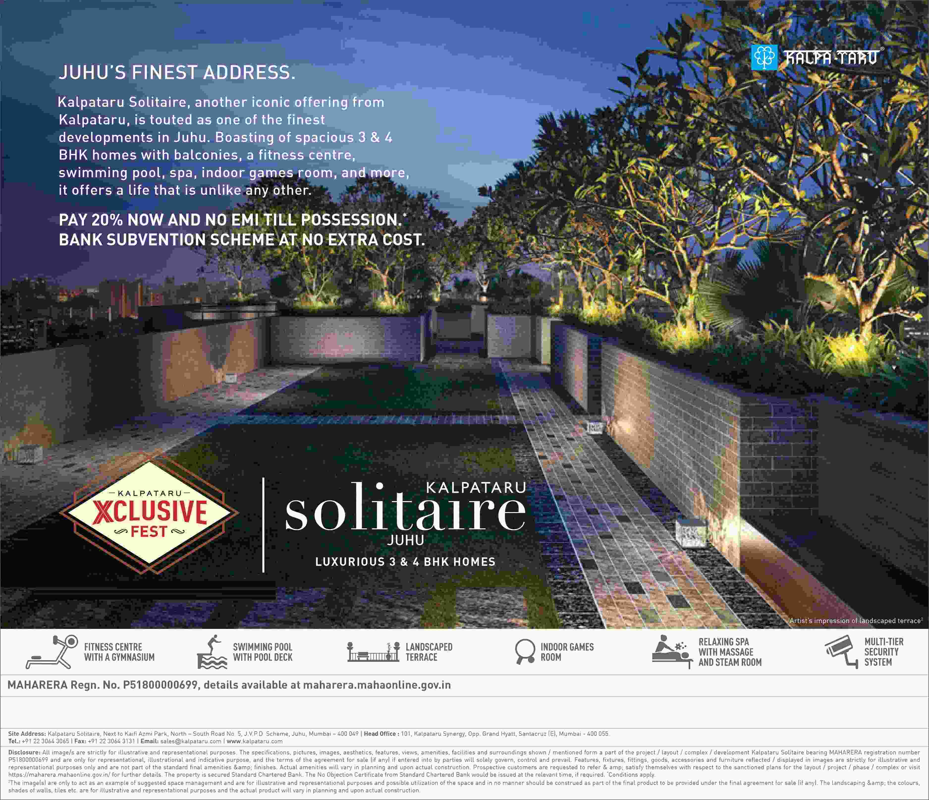 Pay 20% now and no EMI till possession at Kalpataru Solitaire in Mumbai