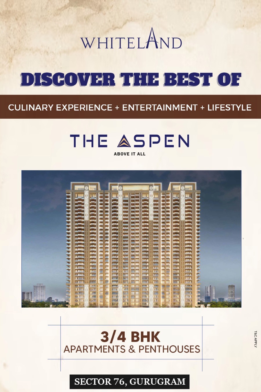 Book 3 & 4 BHK Apartments & Penthouses at Whiteland The Aspen in Sector 76, Gurgaon