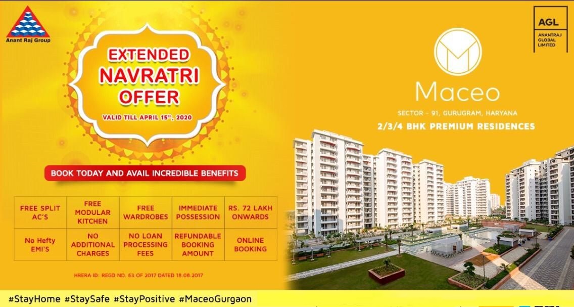 Book today and avail increadible benefits at Anant Raj Maceo in Gurgaon