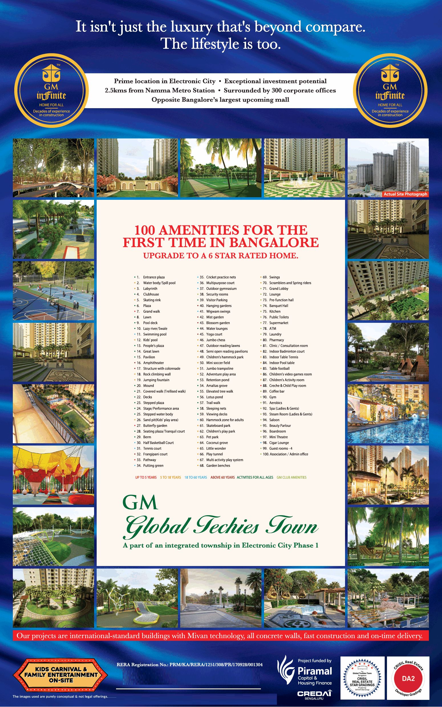 GM Global Techies Town 100 amenities for the first time in Bangalore