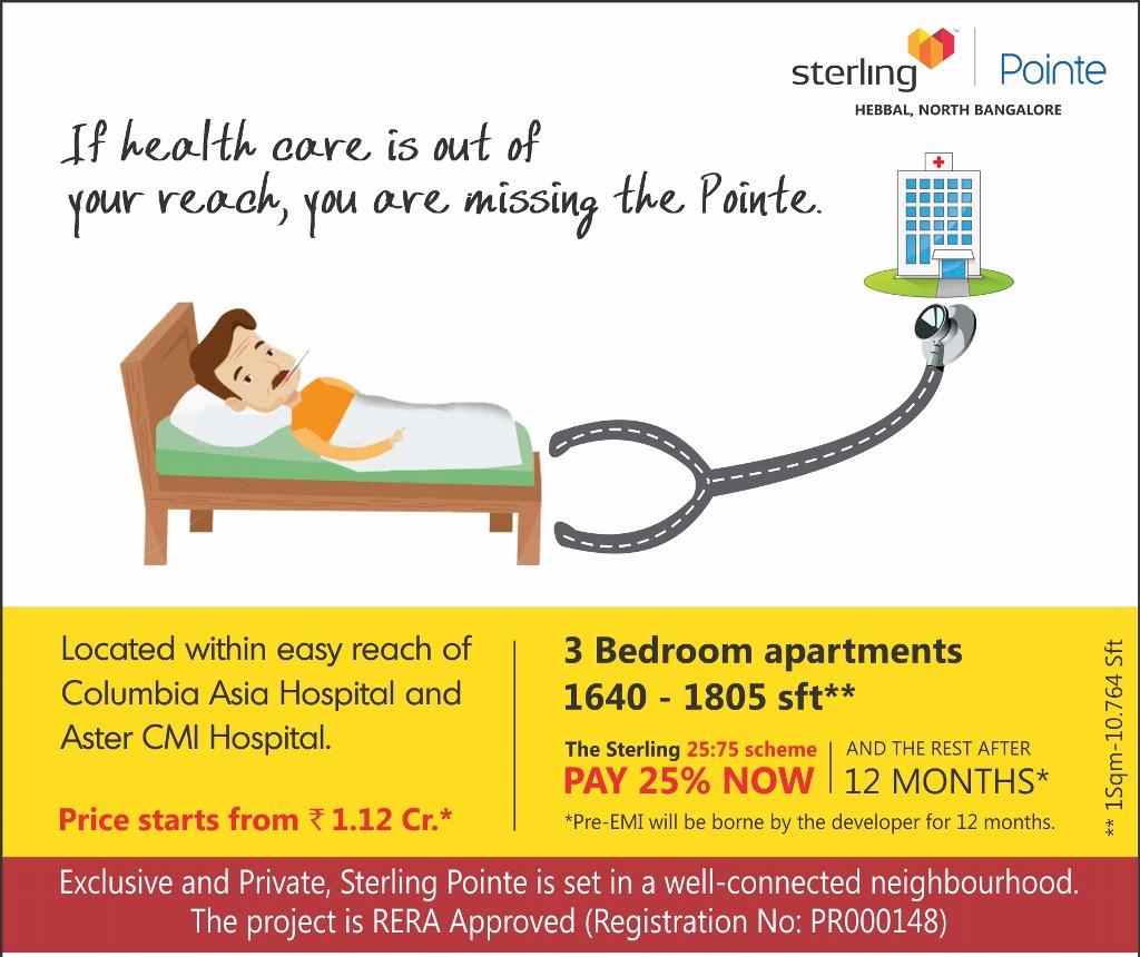 Avail the exclusive Sterling 25:75 scheme at Sterling Pointe in Bangalore