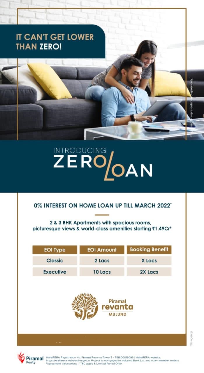 0% Interest on home loan up till march 2022 at Piramal Revanta in Mumbai