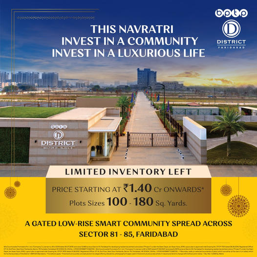 This Navratri move into a better life with the best residential plots by BPTP District in Sector 81, Faridabad