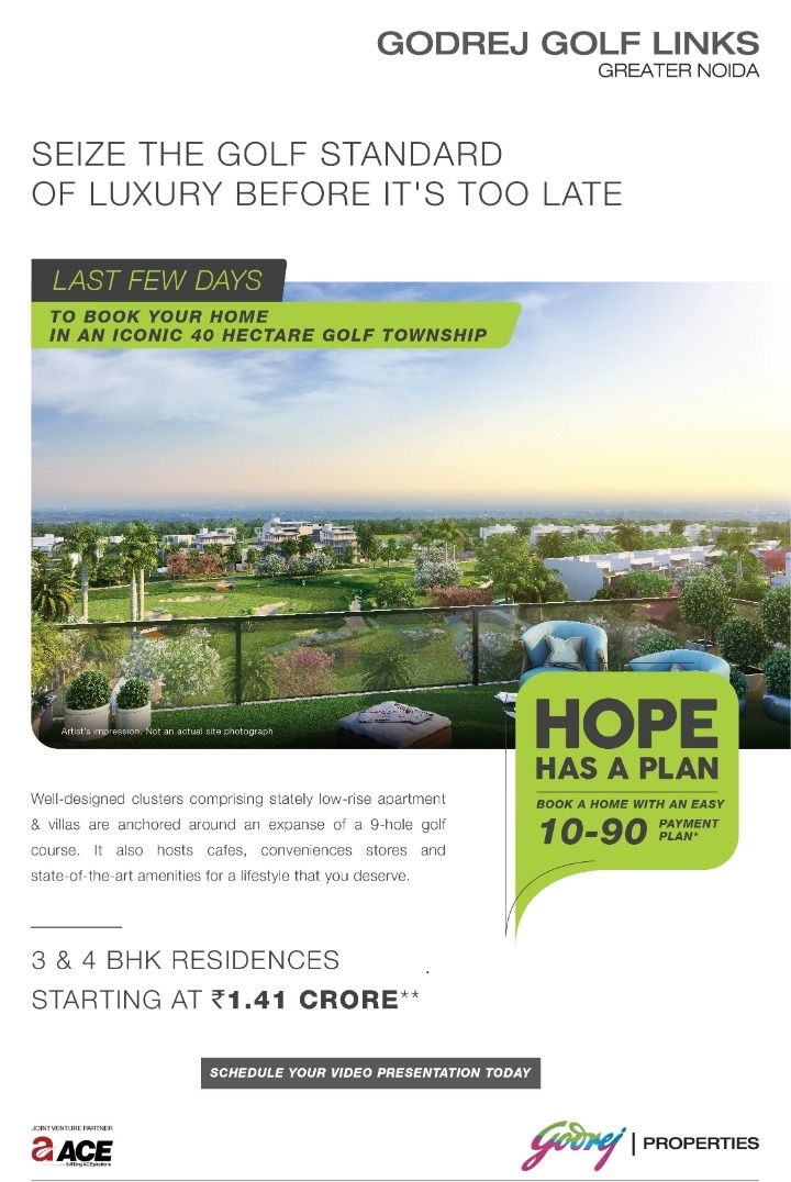 Book a home with 10:90 Payment Plan at Godrej Golf Links in Sector 27, Greater Noida Update