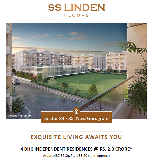 Book 4 BHK independent residences Rs. 2.3 Cr at SS Linden Floors in Sector 84, Gurgaon