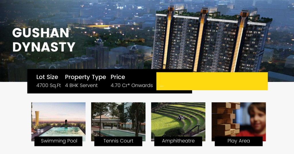 Book 4 BHK + Servent Room price starting 4.70 Cr onwards at Gulshan Dynasty, Noida